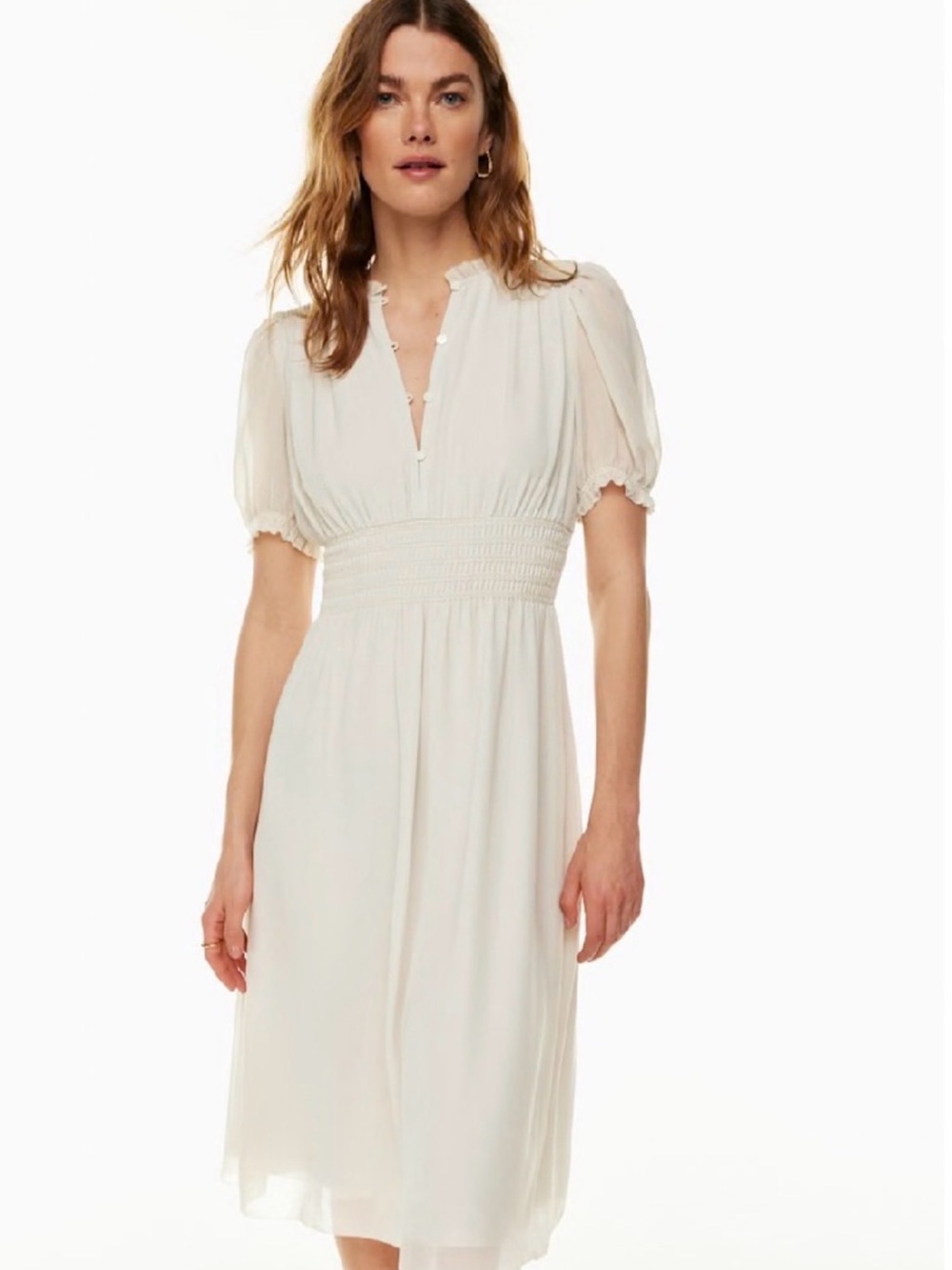 NWT! Aritzia Wilfred Women’s Sage Smocked Waist Midi Dress S